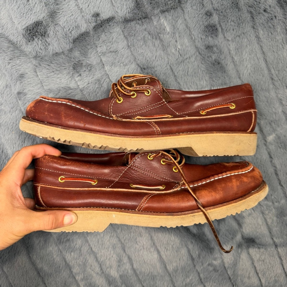 Double-H Boots Mens Steel Casuals 7009 Brown Leather Steel Toe Boat Shoes 12 D